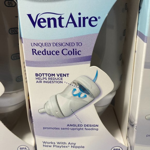 Playtex VentAire 6oz Baby Bottle Naturalatch Silicone Nipple Angled Bottom Vent - Picture 3 of 13